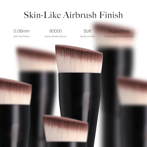 Foundation Brush Set of 2, Flat Top Kabuki Brush for Liquid Foundation Makeup, Dense Soft Bristles for Smooth, Streak-Free Coverage