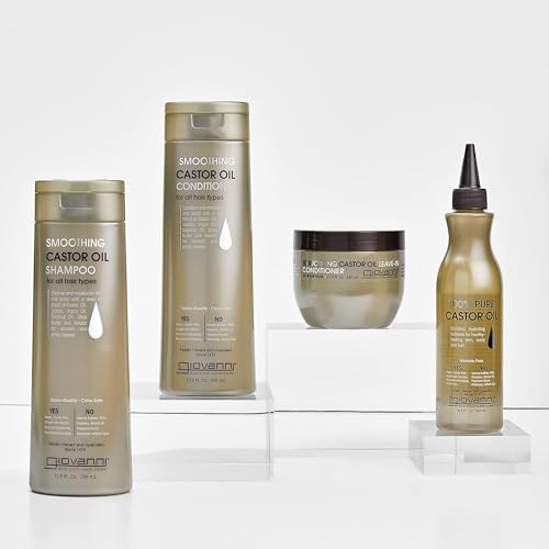 GIOVANNI Smoothing Castor Oil Shampoo - All Hair Types, Moisturize Hair & Scalp, Hydrate & Tame Frizz, Jojoba, Argan Oil, Coconut Oil, Shea Butter, Keratin - 13.5 oz