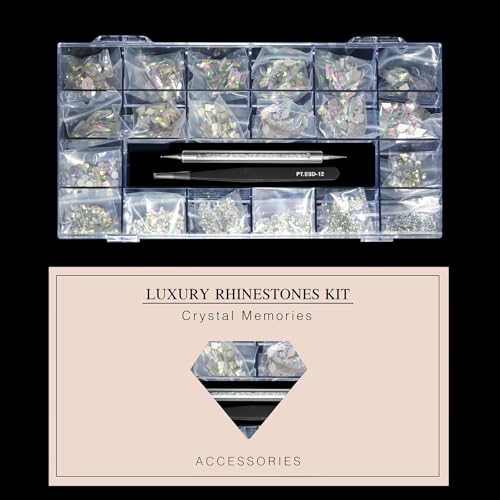 12 Types of 600 Crystal AB Diamonds + 2500 Flat Rhinestones Mix 20 Styles Flatback DIY Crafts Rhinestone Crystals 3D Ornament?s Flat Back Stones Set + Tweezers + Drill Pen