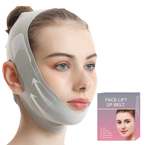 Generic Face Lift Mask, Reusable Face Tape, 2024 New V-Wire Lift Mask, Double Chin Lift Bandage, V-Mask Sagging, Ice Silk Breathable Face Lift for Men and Women, Green, 6.45×1.18×4.72 Inch