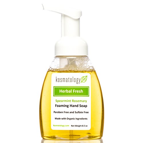 kosmatology Herbal Fresh (Spearmint-Rosemary) Organic Foaming Hand Soap | Moisturizing Hand Wash | Clean Ingredients, Infused with Essential Oils | 8.5 fl oz