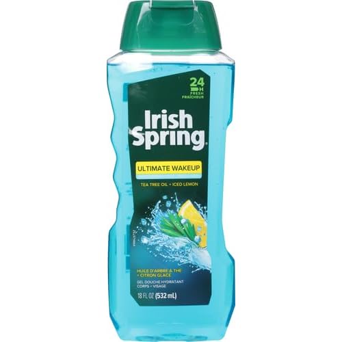 Irish Spring Ultimate Wake Up Tea Tree Face & Body Wash for Men, Moisturizing Body Wash Washes Away Bacteria - 18 Fl. Oz
