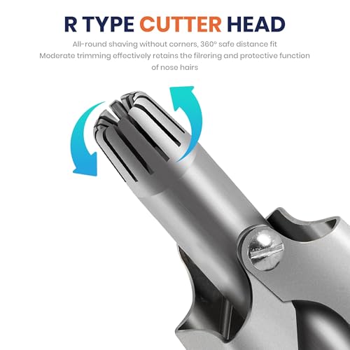 Stainless Steel Manual Nose Hair Trimmer for Men and Women | Manual Nose and Ear Hair Trimmer | Nose Clippers, 360¡Æ Rotating Hair Trimmers | Washable Nosehair Remover - Pack of 2