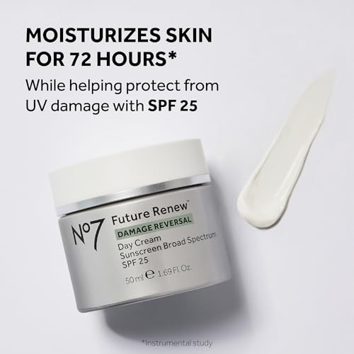 No7 Future Renew Damage Reversal Skincare Set - Anti Aging Face Serum (.33 Fl Oz), Day Cream with SPF 25 (1.69 Fl Oz) & Night Cream (1.69 Fl Oz) - Reverses Visible Signs of Sun Damage - 3-Piece Set | Damage Reversal, Day Cream, SPF 25, Night Cream