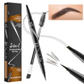 Microblading Eyebrow Pen, 2-In-1 Dual-Ended Waterproof Eyebrow Pencil with 4-Fork-Tip & Ultra-Precise Tip, and an Angled Eyebrow Brush, Eye Brow Pencils for Women -Dark Brown