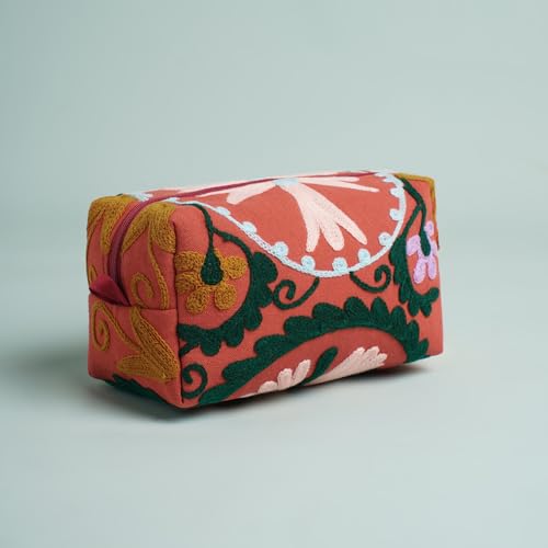 Huar Travel Makeup Bag- Large Capacity Cosmetic Bags for Women - Water Resistance Lining Portable Pouch & Open Toiletry Bag - Perfect Girls Makeup Organizer for Travel Essentials (Orange)