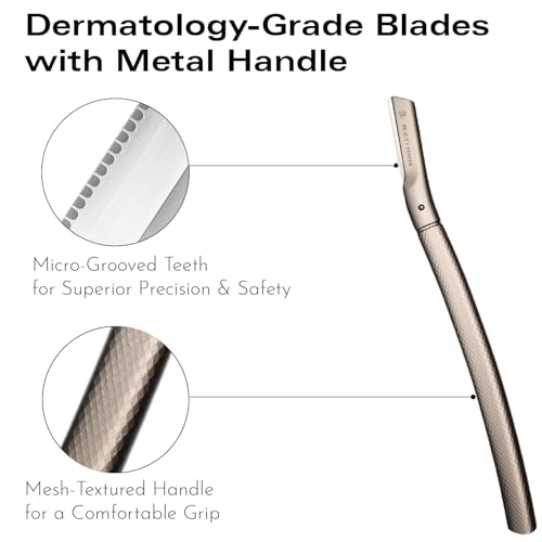 Eyebrow Razor with 6 Blades & Travel Case ? Face Razors for Women & Men, Eyebrow Trimmer Shaper with Precision Cover, Facial Shaver & Dermaplaning Tool for Smooth Skin - Gift Idea - Gray
