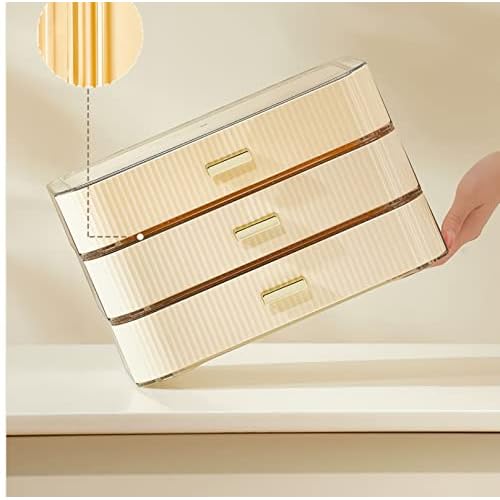 Makeup Organizer with 3 Stackable Drawers, Bathroom Vanity Organizers and Storage, Ideal for Desk and Dresser Countertops, Great for Cosmetics, skincare, Lipsticks, Nail Care