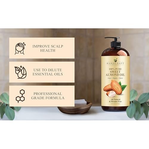 Handcraft Blends Satin Skin Set: Sweet Almond Oil and Grapeseed Oil ? (2 x 16 Fl Oz) ? 100% Pure & Natural ? Premium Carrier Oils for Massage and Daily Hydration