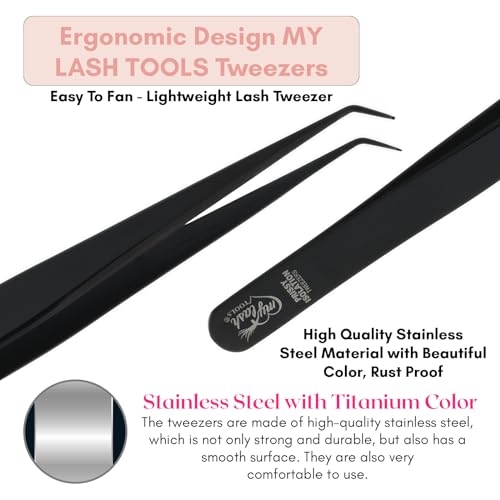 Isolation Tweezer for Eyelash Extensions ? 14cm Curved Lash Tweezer, Stainless Steel, Best for Individual Isolation & Classic Lashes, Pinzas para Twisers (Black Titanium)
