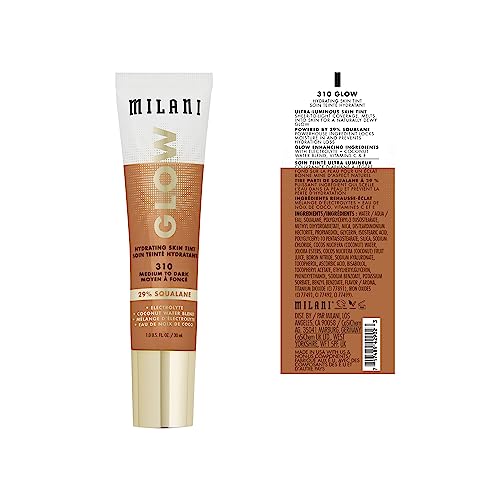 Milani Glow Hydrating Skin Tint - Medium to Dark, Dewy Finish, Light Coverage, Cruelty Free