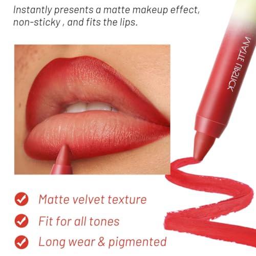2in1 Lip Liner & Lipstick Combo Matte Longwear Waterproof Lipstick for Women #01