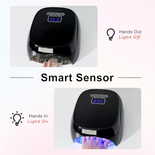 UV Light for Gel Nail, LIMEGIRL Cordless Nail Lamp with 1*Replaceable Lamp Beads, 4 Timer Settings & Touch Screen, Optional Mutes Mode & Power Control - Multifunctional Salon Use (Black)