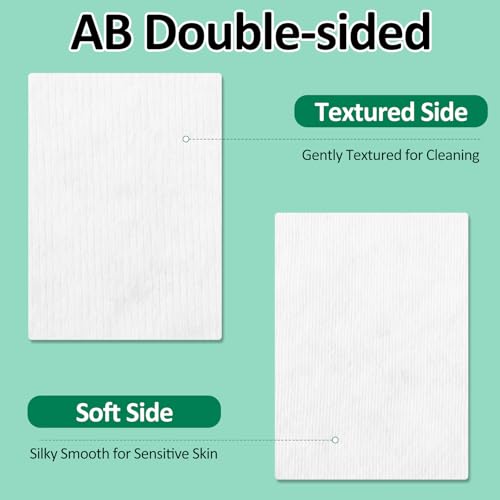6 Pack 300 Pcs Extra Large Cotton Cleansing Pads, 3.5 x 4.5'' Cotton Pad, Ultra Soft Large Facial Cleansing Square Bulk for Face Daily Skin Care Toner Makeup Remover, 50 White Square Per Bag