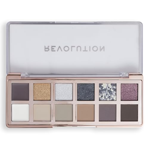Revolution, The Smokey Icon Grunge Palette, 12 Ultra-Pigmented Matte & Shimmer Finishes & Shades, Long-Lasting & Blendable, Vegan & Cruelty-Free, 3.53 oz