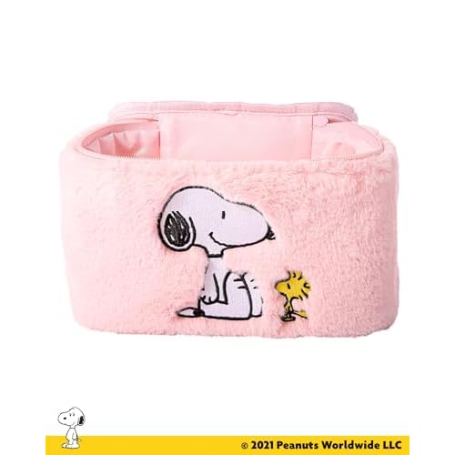 SALLY ROSE Peanuts Snoopy Pink Make Up Bag Official License, Plush Woodstock and Snoopy Cosmetic Bag, Mother's Day Gifts