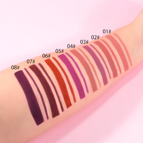 8Pcs Gel Lip Liner Pencil Set for Women, Matte Long Lasting LipLiner Lipstick 24 Hour, High Pigmented Lips Makeup Retractable Liners Waterproof Smudge Proof, Vegan & Cruelty-Free