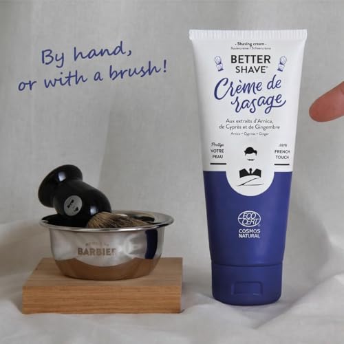 Better Shave Shaving Cream | Vegan Luxury Dense, Rich & Creamy Lather Smooth Wet Shave, Grooming Routine Gifts Natural With Coconut & Sunflower Seed Oil, Ginger Made in France 175ml