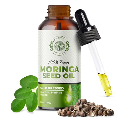 Moringa Seed Oil ? 100% Pure, Cold-Pressed & Virgin, Unrefined Non-GMO Vegan Oil, Ultra-Hydrating Moisturizer for Dry Skin, Damaged Hair & Body, Anti-Aging, Ideal Carrier Oil