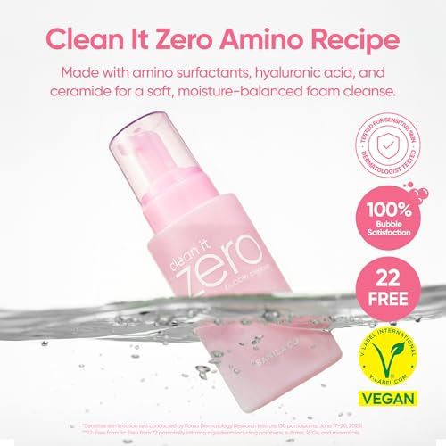 BANILA CO Clean It Zero Amino Bubble Cleanser | pH-Balanced Foaming Facial Cleanser for Sensitive Skin | Daily Moisturizing Face Wash with Hyaluronic Acid & Ceramide (300ml / 10.14 fl. oz)