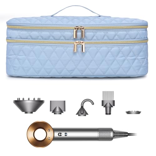 Double-Layer Travel Carrying Case Compatible with Revlon One-Step Hair Dryer Brush/Volumizer/Styler/Shark FlexStyle Attachment Portable Storage Organizer Bag Hair Tools Travel Bag (Bag Only)