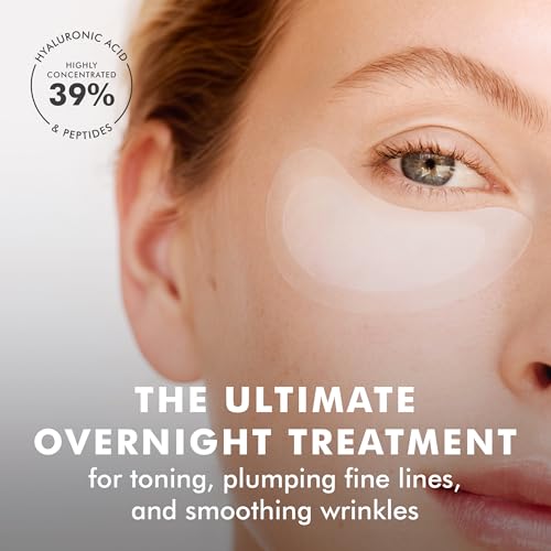 Skyn ICELAND Dissolving Microneedle Under Eye Patches with 39% Hyaluronic Acid and Peptides, No Slip Overnight Eye Mask for Fine Lines, Wrinkles and Hydration, Vegan, All Skin Types, 1 Pair