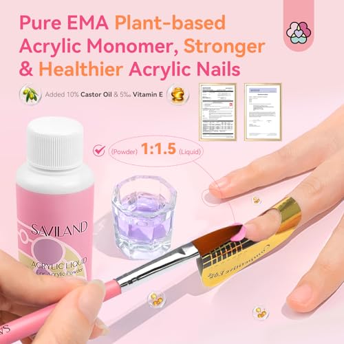 Saviland Professional Nail Kit with Drill: Beginner's Acrylic Set with Nail Cutters and Clipper