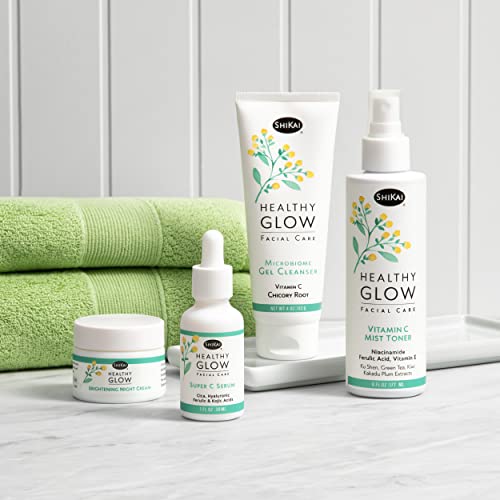 ShiKai Healthy Glow Microbiome Gel Face Cleanser (4oz) | Vitamin C for Even Skin Tone | Gentle for Daily Use | Nourish & Hydrate Dry Skin