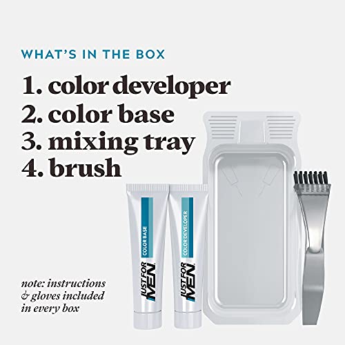 Just For Men Mustache & Beard, Beard Coloring for Gray Hair with Brush, With Keratin Biotin Aloe and Coconut Oil for Healthy Facial Hair - Darkest Brown, M-50, Pack of 3 (Packaging May Vary)