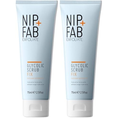 Nip + Fab Glycolic Fix Scrub (2.5 fl oz) ? 3% Glycolic Acid 3-in-1 Facial Exfoliator ? Brightening AHA Face Scrub with Salicylic Acid for Smooth Radiant Skin,(Pack of 2)