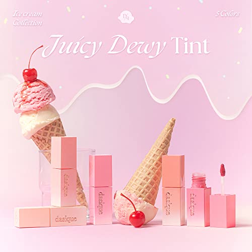 dasique Juicy Dewy Tint (09 Peach Pudding) 0.12 oz | Light Application with moisture | Long Lasting & wearing Glossy Lip Stain, Non-sticky | Vegan, Cruelty-free | Korean makeup | stocking stuffers