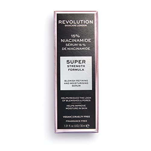 Revolution Skincare 15% Niacinamide Blemish & Pore Refining Serum, Targets Blemishes and Large Pores, Vegan & Cruelty Free, 1.01fl.oz/30ml