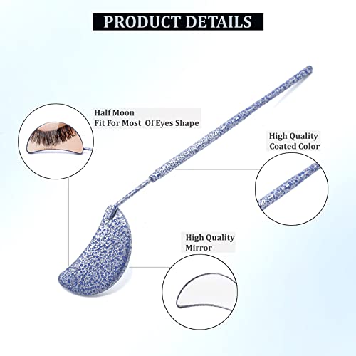 Lash Mirror Eyelash Extension Mirror Half-moon Shape Lash Mirror Stainless Steel Eyelash Mirror Tool Large Eyelash Inspection Mirror for Women Girls Makeup Supplies ELM-01