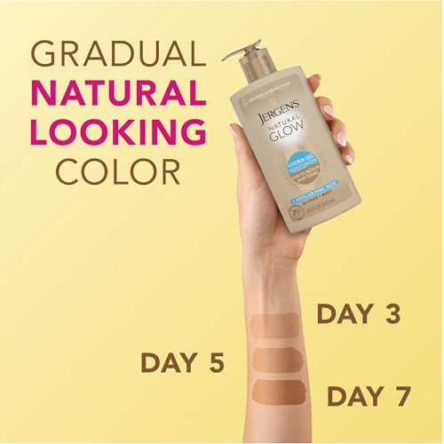 Jergens Natural Glow Hydra Gel Moisturizer, Hyaluronic Acid Tanning Lotion, Hydrating Tanning Gel, Fragrance-Free Self Tanner, Fair to Medium Skin Tones, 8.3 Fl Oz