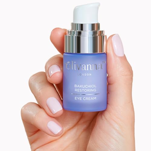 Olivanna Bakuchiol Restoring Eye Cream - Elderflower Extract Reduces Visibility of Dark Circles - Hyaluronic Acid and Glycerin Moisturizes - 0.5 oz