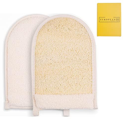 Loofah Exfoliating Body Scrubber Mitt ? Dual-Sided Natural Egyptian Luffa Glove for Shower & Bath | Large Size Organic Loofah Sponge for Deep Body Cleansing | for Women & Men (2, Large)