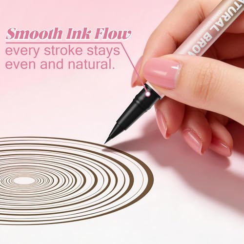 Microblading Eyebrow Pencil for Women, Waterproof Eyebrow Pen with Micro-Fork Tip & Precise Brush-Tip, Natural Hair-Like Brows, Long-Lasting Smudge-Proof Eye Brow Tint,Light Brown,1 Pack