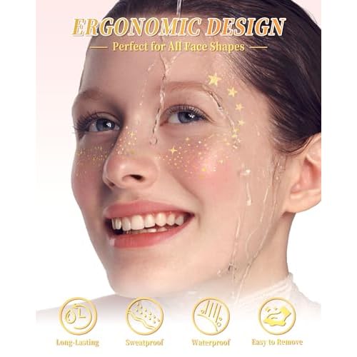 Glitter Freckles Face Tattoo Patches - 12PCS Temporary Sparkle Face Stickers with 10 Remover Wipes | Waterproof Festival Rave Party Makeup Accessories for Women Girls (Silver)