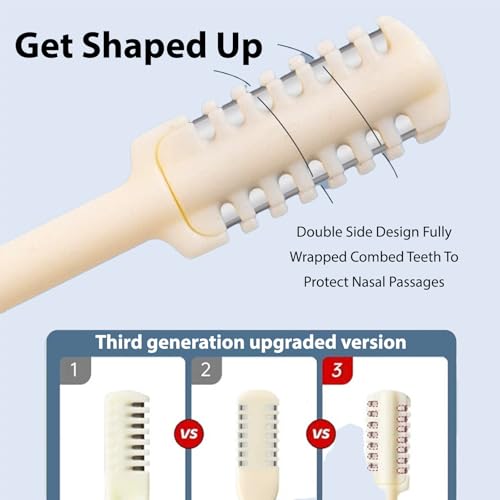10 Pcs 2-in-1 Nasal Cutter, Upgrade Double Sided Nose Knife, 360 Nostril Hair Remover Tool, Trimmer for Men, Women, Soft Cleaning Brush