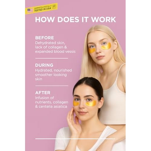 Under Eye Patches ? 20 Pairs Collagen Gold Eye Mask with Hyaluronic Acid, Green Tea, Aloe & Matcha ? Puffy Eyes, Dark Circles, Wrinkles & Bags Treatment ? For All Skin Types