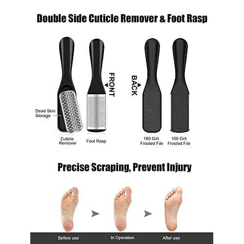 Pedicure Tools for Feet, 30 in 1 Foot Scrubber Manicure Kit for Women Men, Stainless Steel Foot File Foot SPA, Professional Callus Remover Skin Tag, Included Nail Toenail Clipper File Foot Rasp