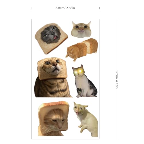 75 PCS Cat Tattoos,Cute Funny Cat Meme Temporary Tattoo,Waterproof Animal Fake Tattoo Stickers,Kitty Birthday Decorations Party Supplies Favors Gifts Q734