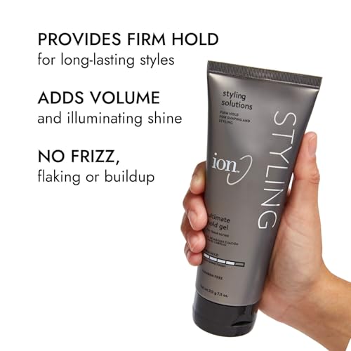 ion Styling Solutions Ultimate Hold Gel, Firm Hold Styling Gel, No Flaking, Paraben Free, 7.5 oz. (Pack of 2)