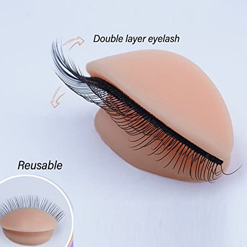 Estink Replaced Eyelids, 3 Pairs 2 Layers Layering Effect Silicone Double Eyelashes Replace Eyelids Replaced Makeup Eyelids for Mannequin Head Eyelash Training Institution Training Tool