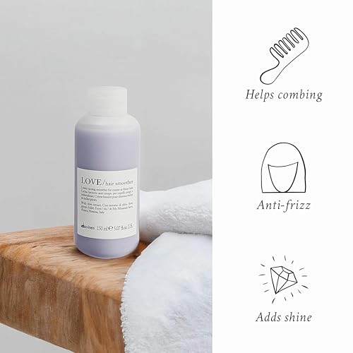 Davines LOVE Hair Smoother Cream, Taming Leave-On Anti-Frizz Formula for Wavy, Unruly, Coarse Hair - Moisturizes & Smooths Without Leaving Residues or Weighing Down with Olive Extract, 5.07 Fl Oz