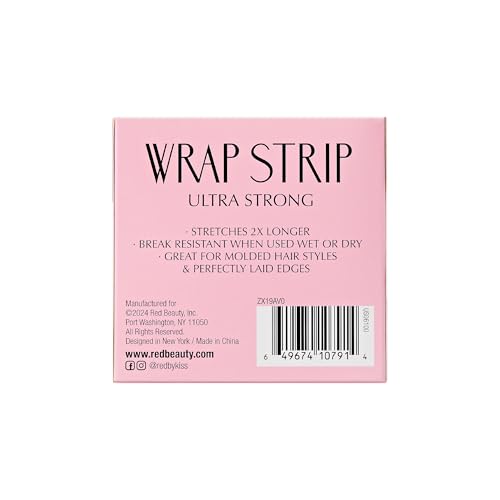 Red by Kiss Hair Wrapping Strip, Ultra Strong 2X Longer Stretch, 40 Strips, Suitable for Wet/Dry Hair, White, Styling Paper for Sleek Hairstyles (3.5", White, 1 Pack)