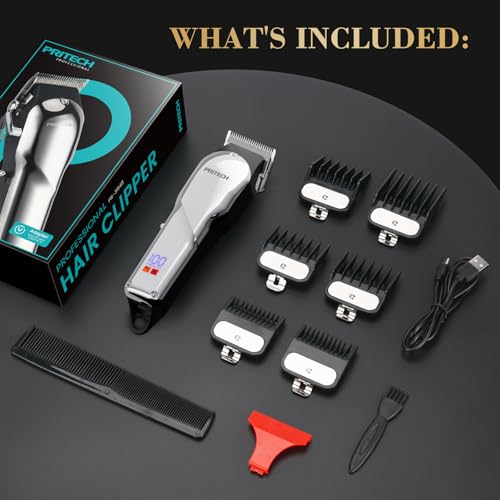 PRITECH Barber Hair Clippers for Men, Professional Barber Clippers and Trimmer Set, Mens Cordless Hair Clippers for Barbers Haircut Kit