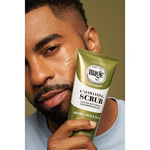 SoftSheen-Carson Magic Men's Grooming Facial Exfoliating Scrub, Softens, Smooths and Clarify, With Cocoa Butter and Cedarwood Oil for Beard, Skin and Scalp, 6.7 fluid ounces (Pack of 2)