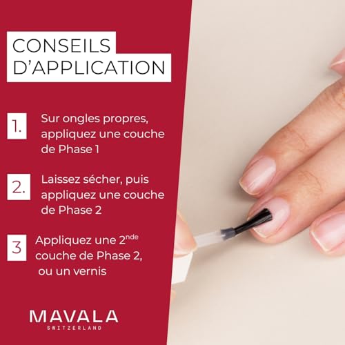 Mavala Nail Shield, 2 Count, Phase 1 & 2, Clear Nail Polish Top Coat, Nail Strengthener, Nail Growth & Nail Hardener Treatment, Nail Care and Repair for Brittle or Split Nails
