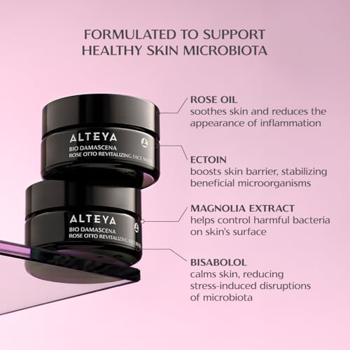 Alteya Organics Bio Damascena Revitalizing Face Mask with Bulgarian Rose Essential Oil (Rose Otto), Ectoin and Bisabolol - Certified Organic - 1.7 Fl Oz/50mL